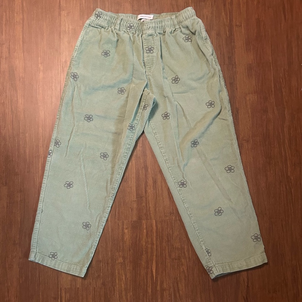 Urban Outfitters Mint Corduroy Pants with Floral Design